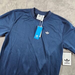 Adidas Pique Crewneck Sweatshirt Men's Size S Small Blue Long Sleeve NWTs